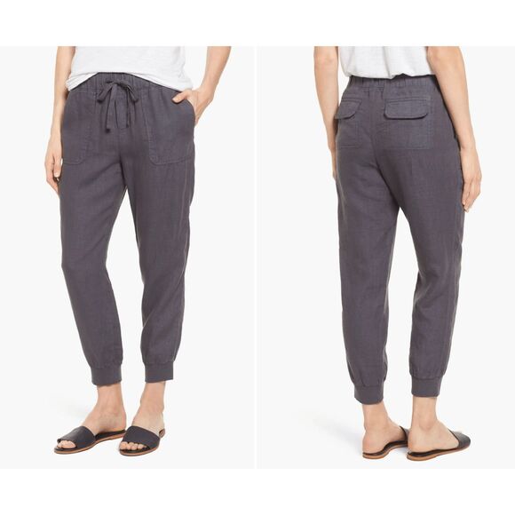 Caslon Linen Jogger Pants Dark Gray Comfort Elastic Waist Drawstring Small NWT - Picture 1 of 3